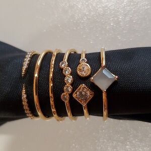 Anthropologie stone stacking ring set size 6